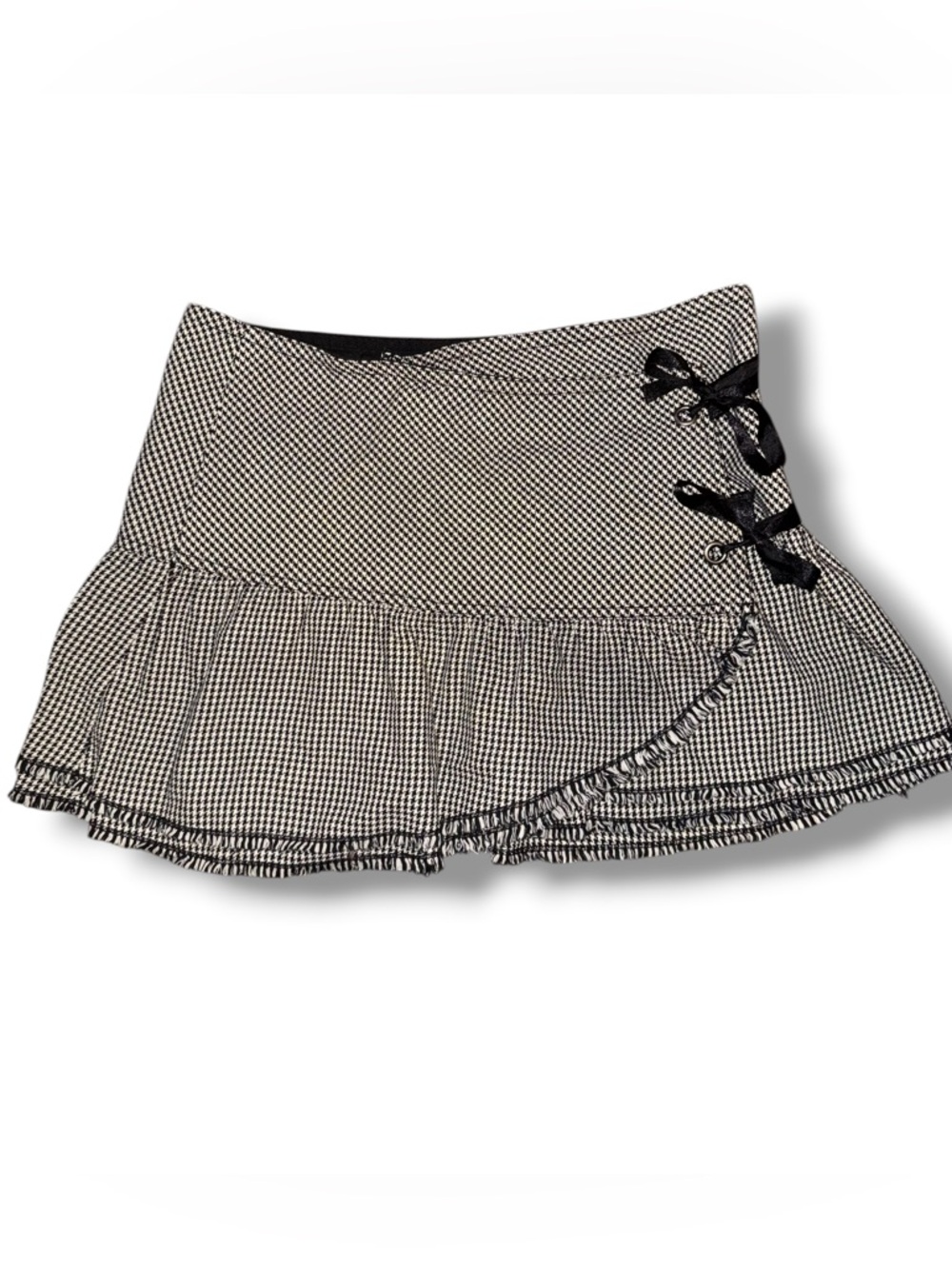 Lux Lux Lux houndstooth wrap mini skirt